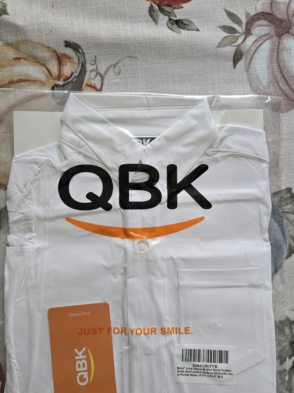 QBK Boys Long Sleeve Button Down Toddler Dress Shirt Oxford Uniform Shirt NWT